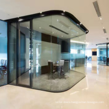 Aluminum Alloy Frame Curved Glass Partition Wall, Wall Thickness 104
